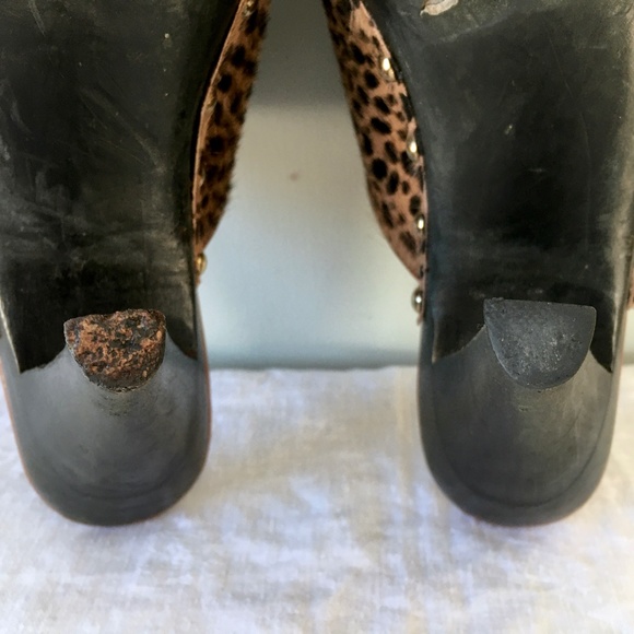 Nina Elisha brown/black leopard print heeled clogs - Picture 12 of 16